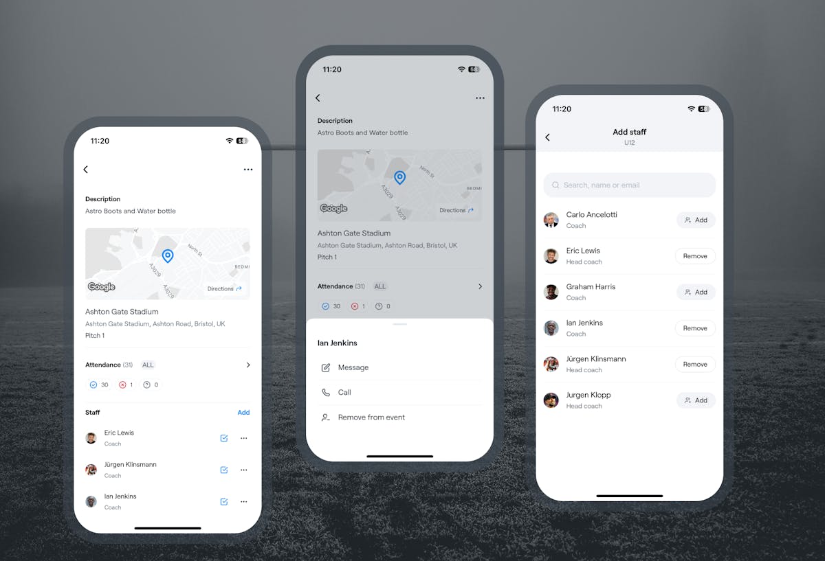 Sports club management made easy. Track event staff attendance, add/remove coaches, and manage logistics on Abler's mobile app.