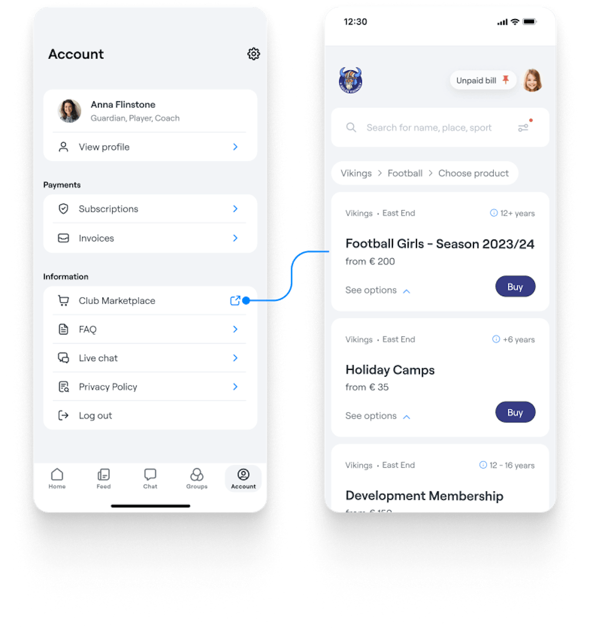 Images from the Abler booking app