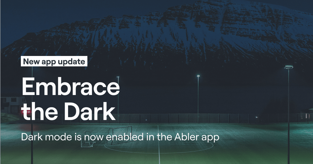 Football pitch in Iceland during the dark hours of the day. 