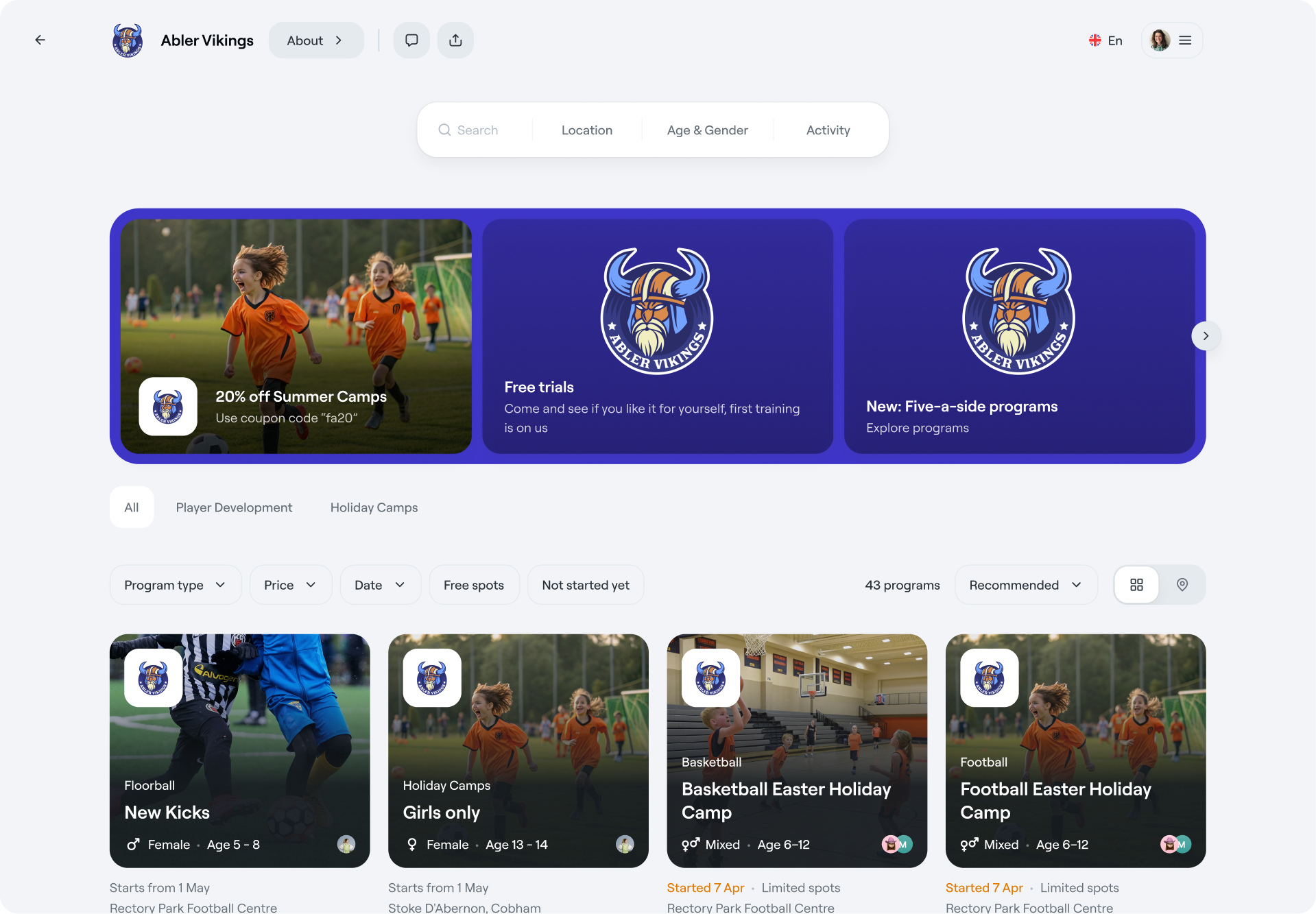 The new Abler Shop page