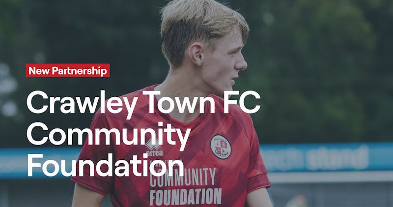 Young footballer wearing Crawley Town FC Community Foundation jersey - Abler partnership announcement