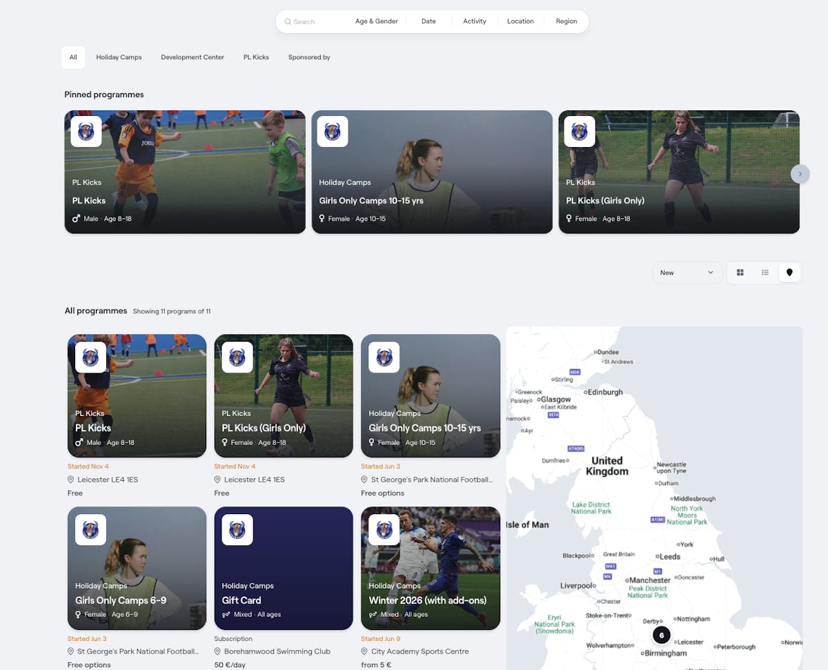 Map View for Programmes You can now see all programmes on an interactive map. This makes it much easier to understand where activities take place and to choose the location that suits you best