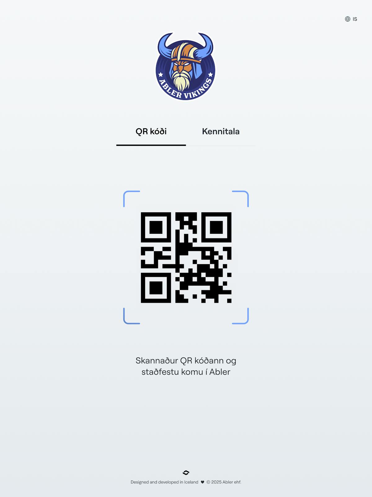 Ný aðgangssíða með QR-kóðum til auðkenningar