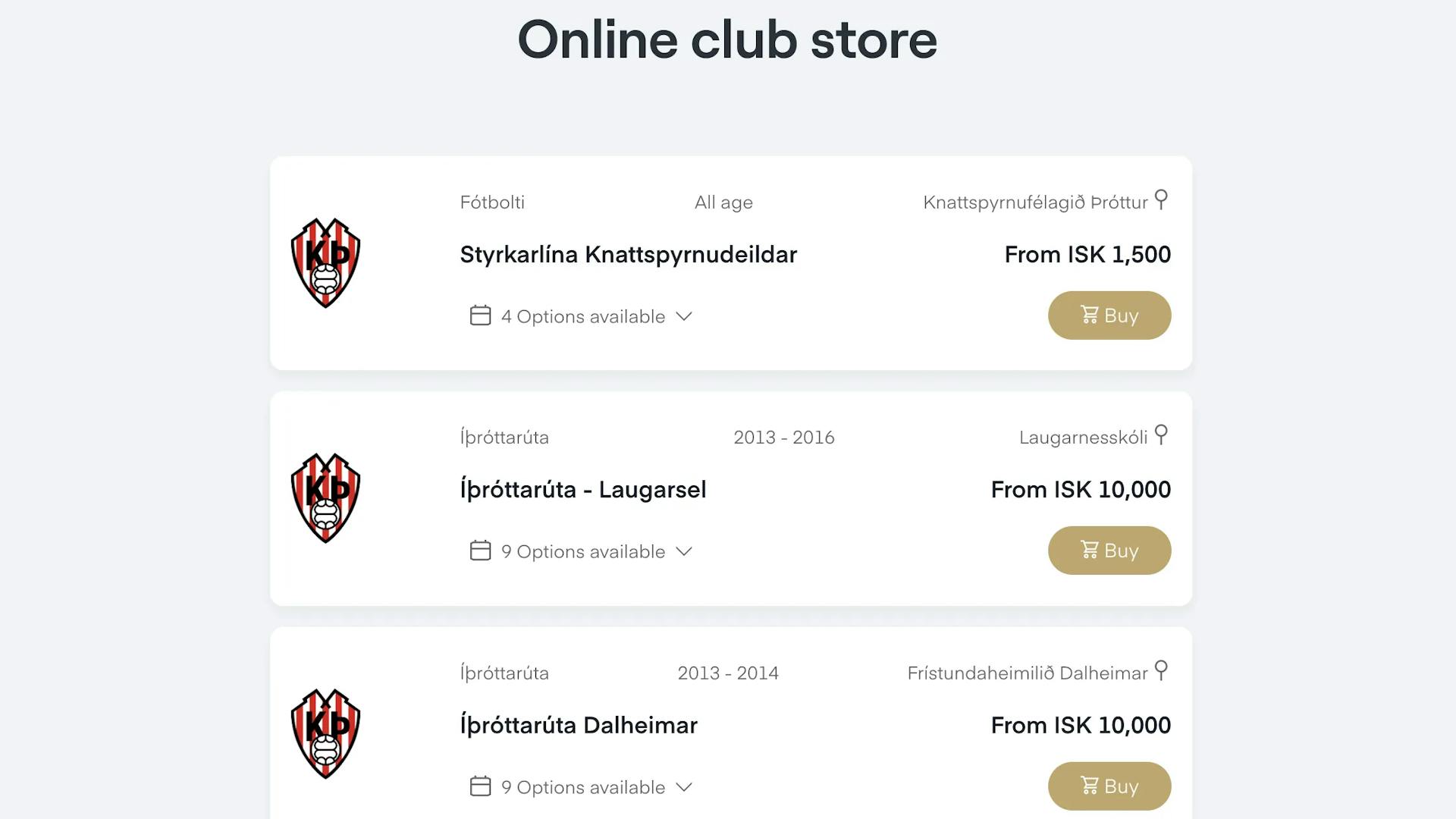 Online club store
