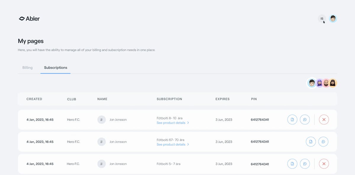 Abler Shop 2.0 Profile page