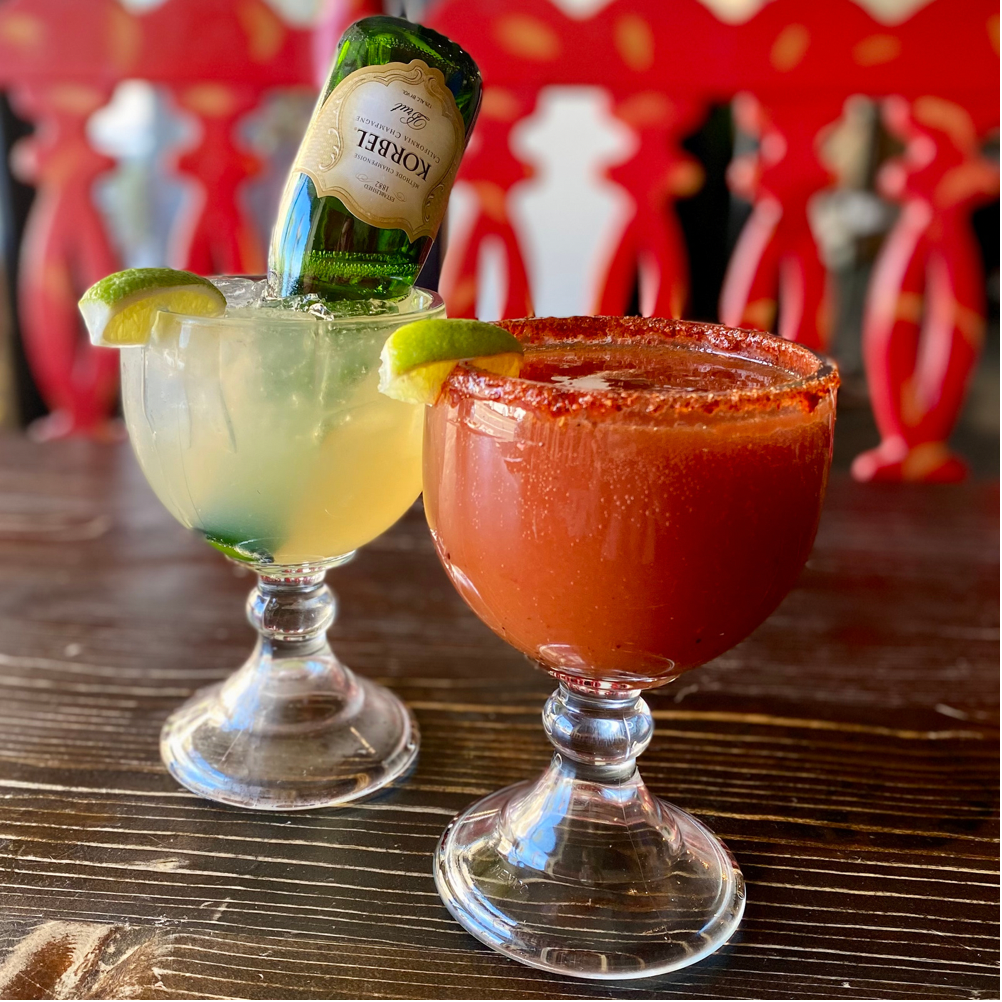 Champagne-rita (left), Nonalcoholic Michelada (right)