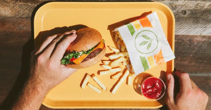 Vegan Burger and fries at Plant Power Fast Food