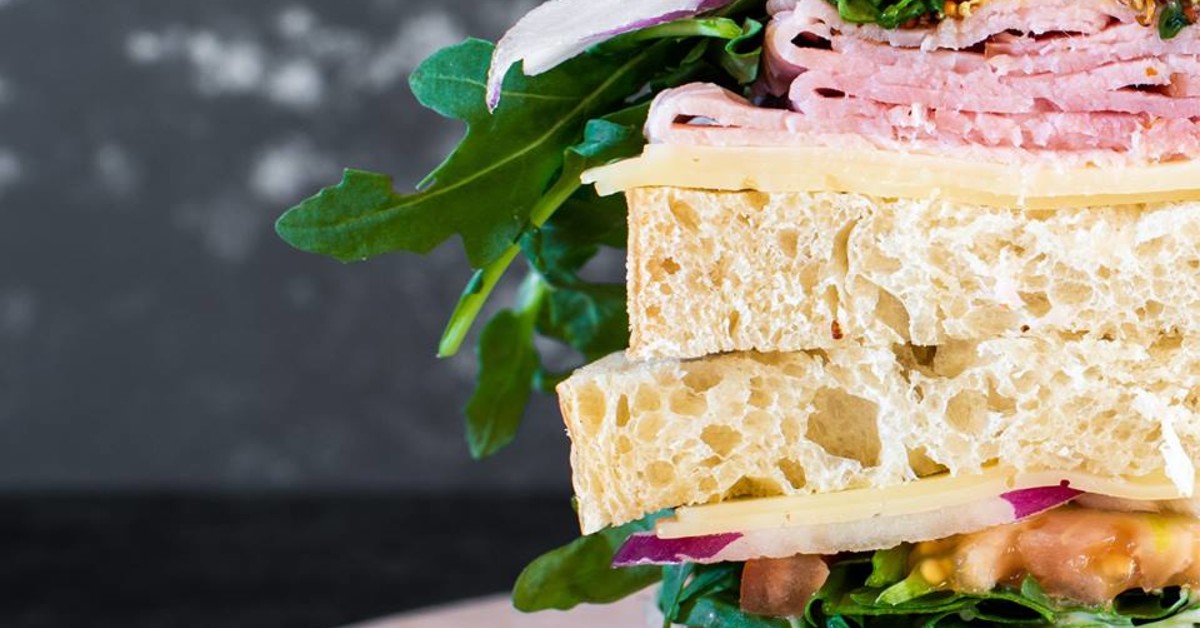 Ham and swiss sandwich from Deli on the Corner