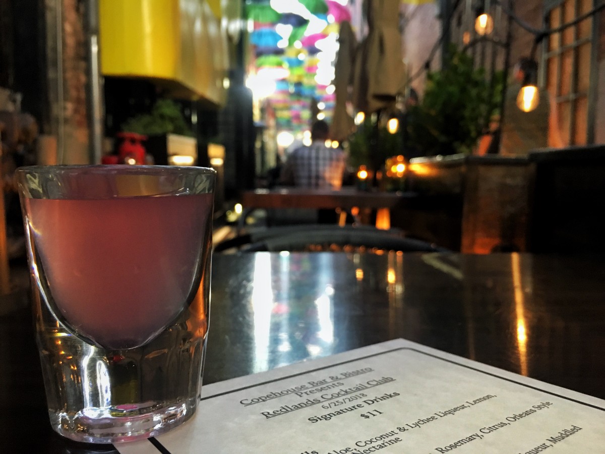 Shot glass with Copehouse menu