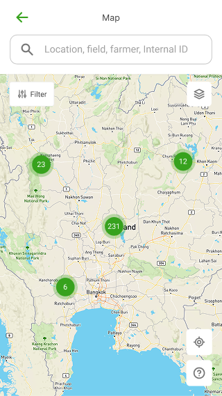 Agritech agent app map overview screen