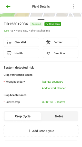 Agritech agent app portfolio field overview screen