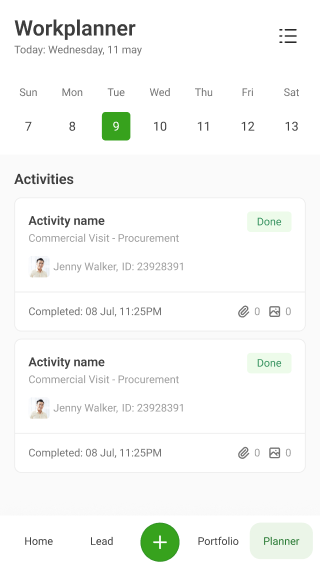 Agritech agent app workplanner screen