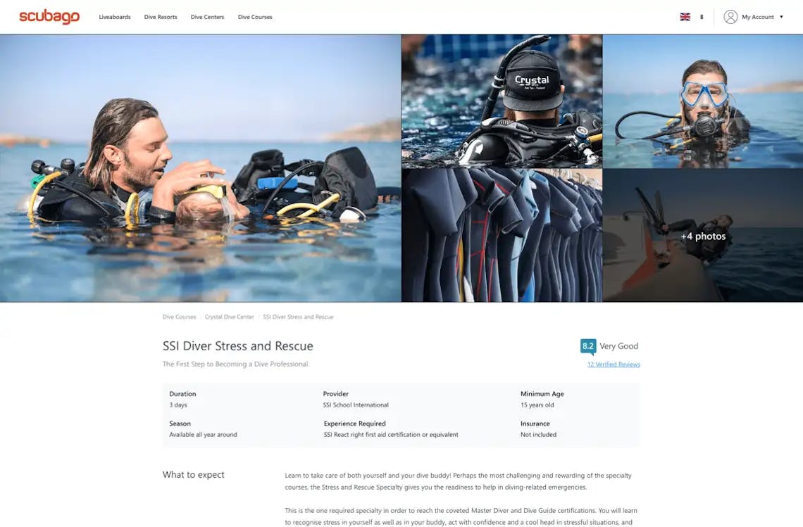 Designing for various diving activities and experiences