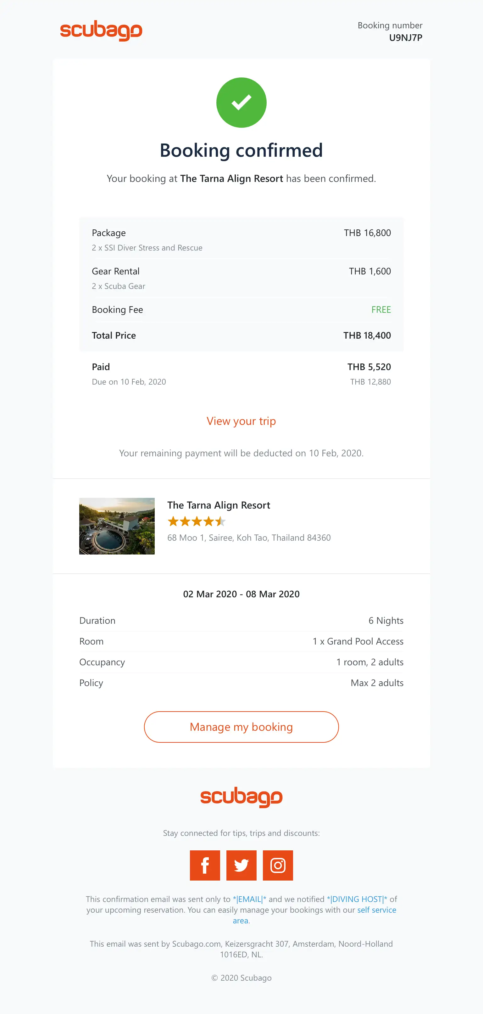 To provide easy communication - booking confirmed