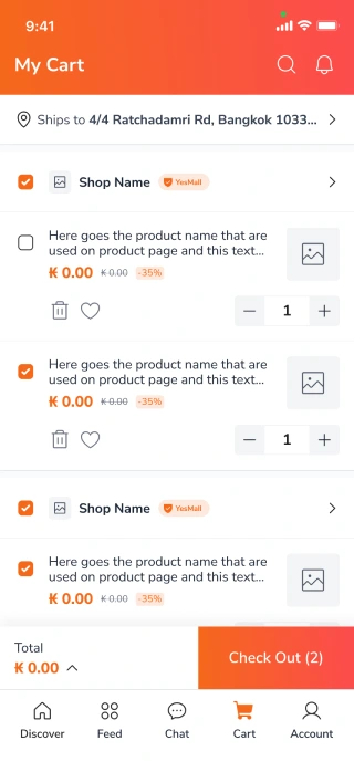 Designing a shopping cart for a mobile e-commerce app
