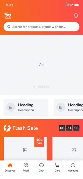 Discover landing page for a mobile e-commerce app