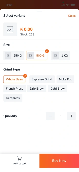 Designing product variation options for a mobile e-commerce app