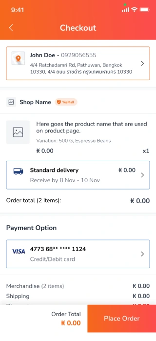 Designing a checkout module for a mobile e-commerce app