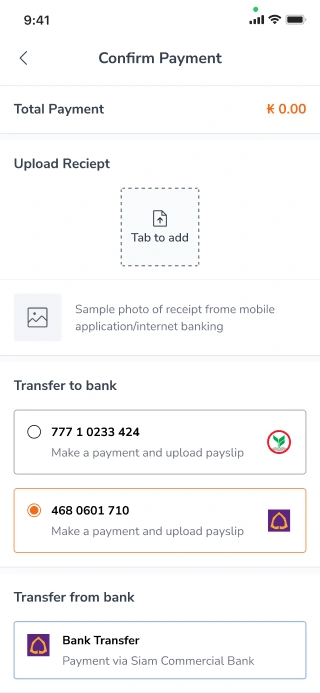 Designing order confirm payment transfer shopping cart for a mobile e-commerce app