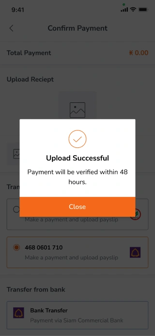 Designing bank transfer upload receipt shopping cart for a mobile e-commerce app