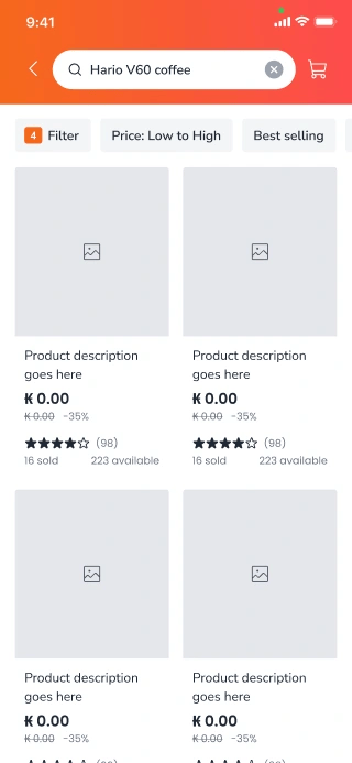 Designing product list filtering options for a mobile e-commerce app