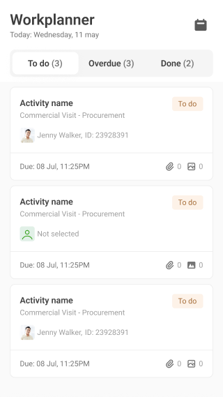 Agritech agent app workplanner to do screen