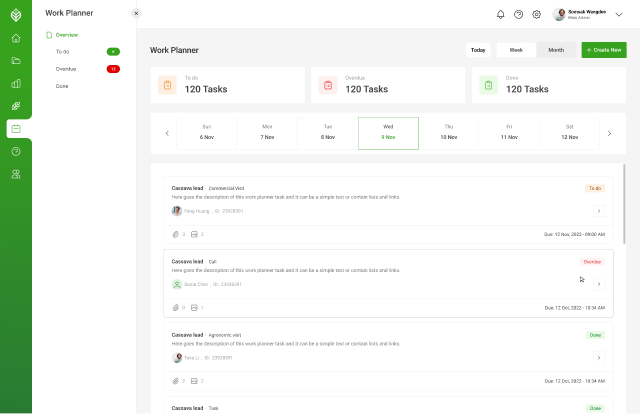 A portfolio taks scheduler to manage farmers and agricultural operations