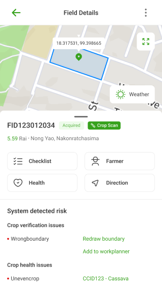 Agritech agent app portfolio field details screen
