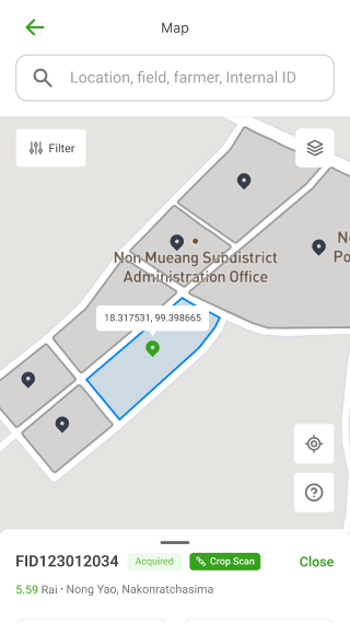 Agritech agent app map area screen