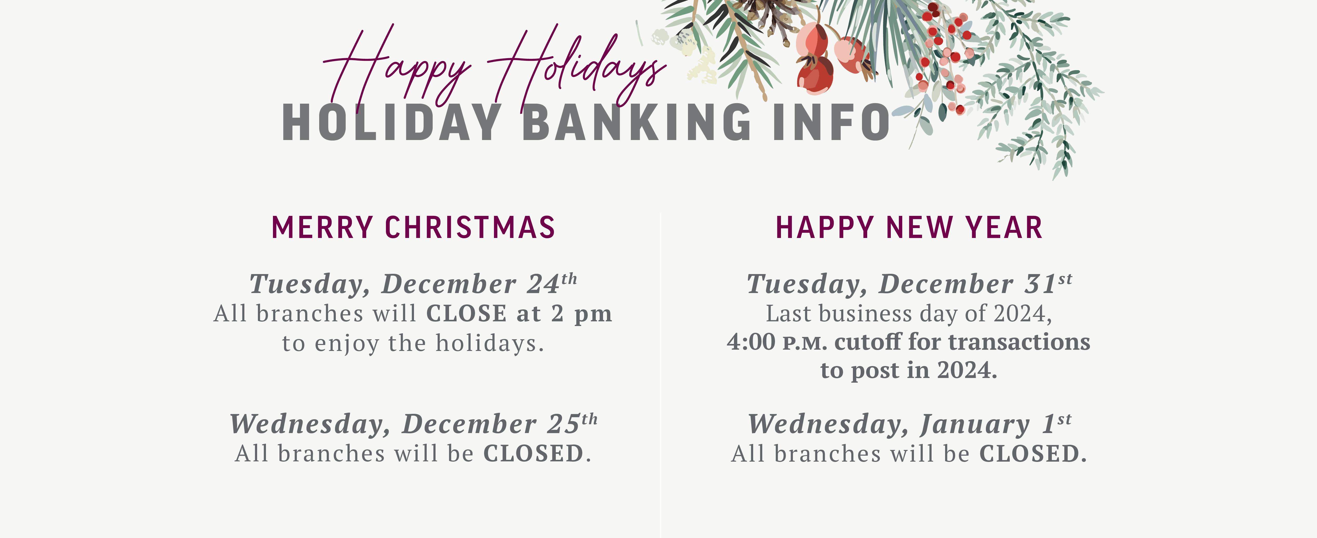 Holiday Banking Info Digital Hero