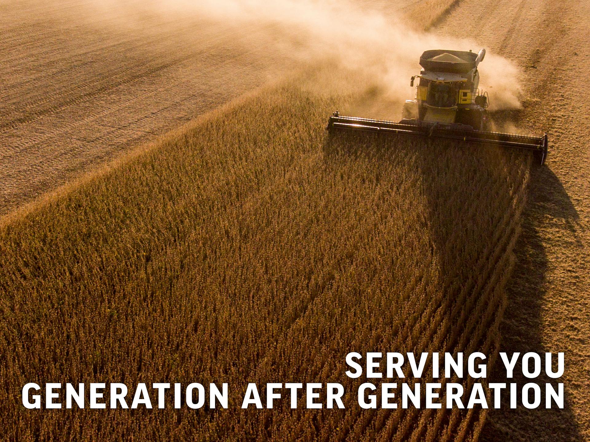 harvesting soybean field