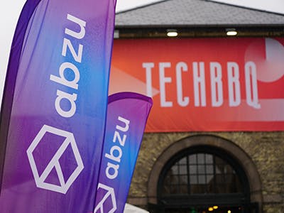 Abzu's banners outside of TechBBQ 2021