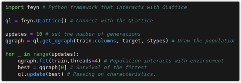 Training loop in Python code