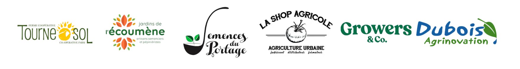 Partenaires : Coop tournesol, Écoumène, Semences du portage, La shop agricole, Growers, Dubois agrinovation