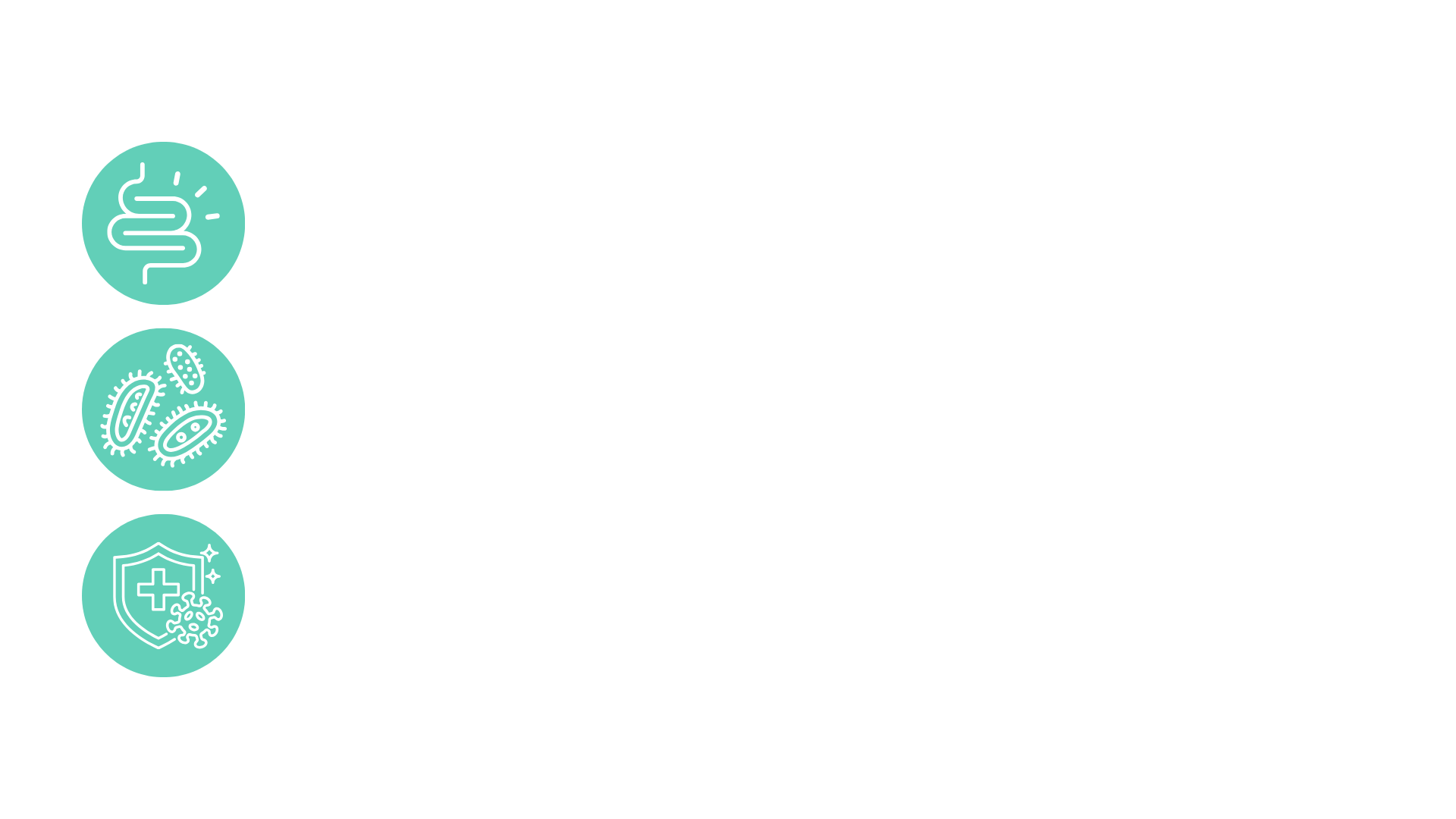 graphic showing three icons and three benefits tasco provides for immunity, including strengthening the gut barrier, pathogen control, and immune response.