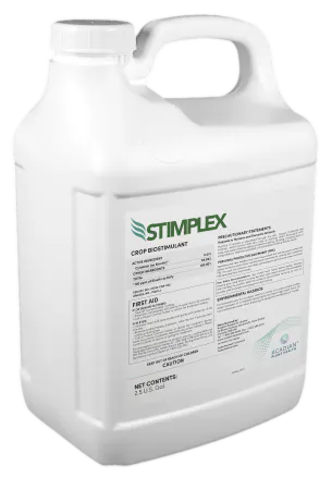A large white jug of the liquid product Stimplex.