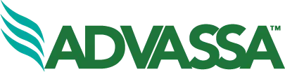 Advassa logo in blocky green text.