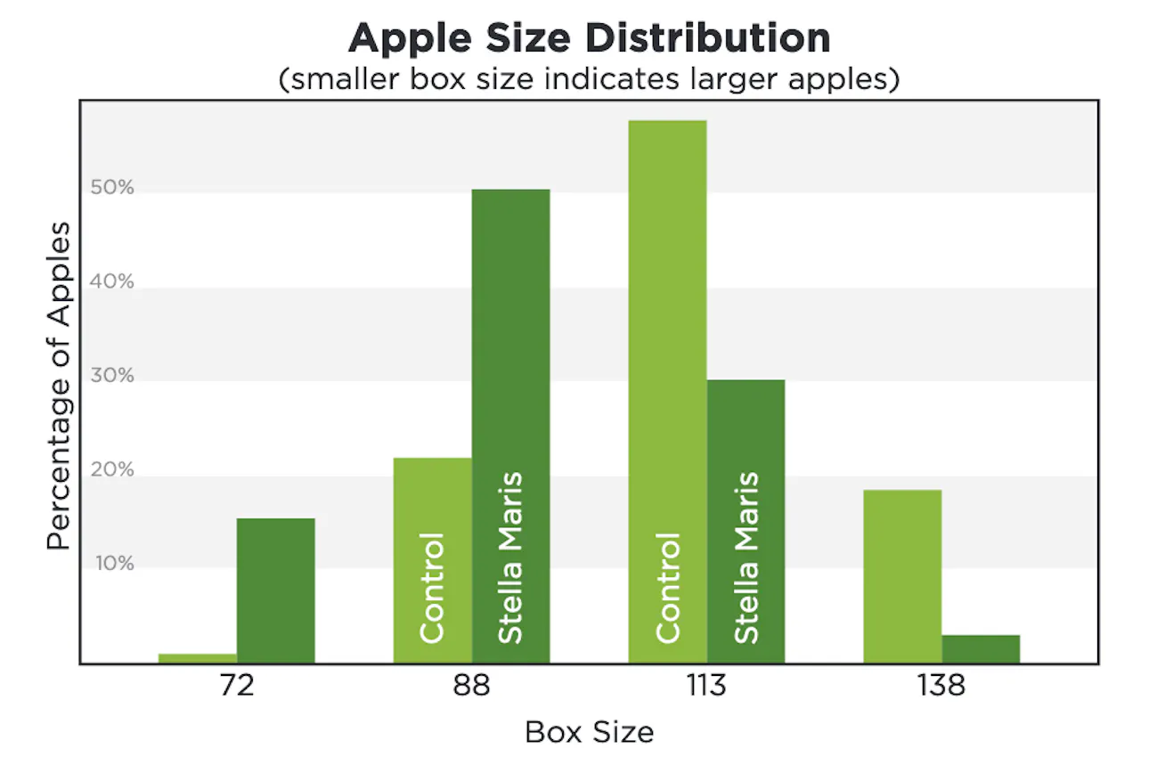 A bar chart showing an apple analysis.