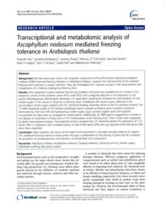 A screen grab of the first page of the academic publication on Transcriptional And Metabolomic Analysis Of Ascophyllum Nodosum