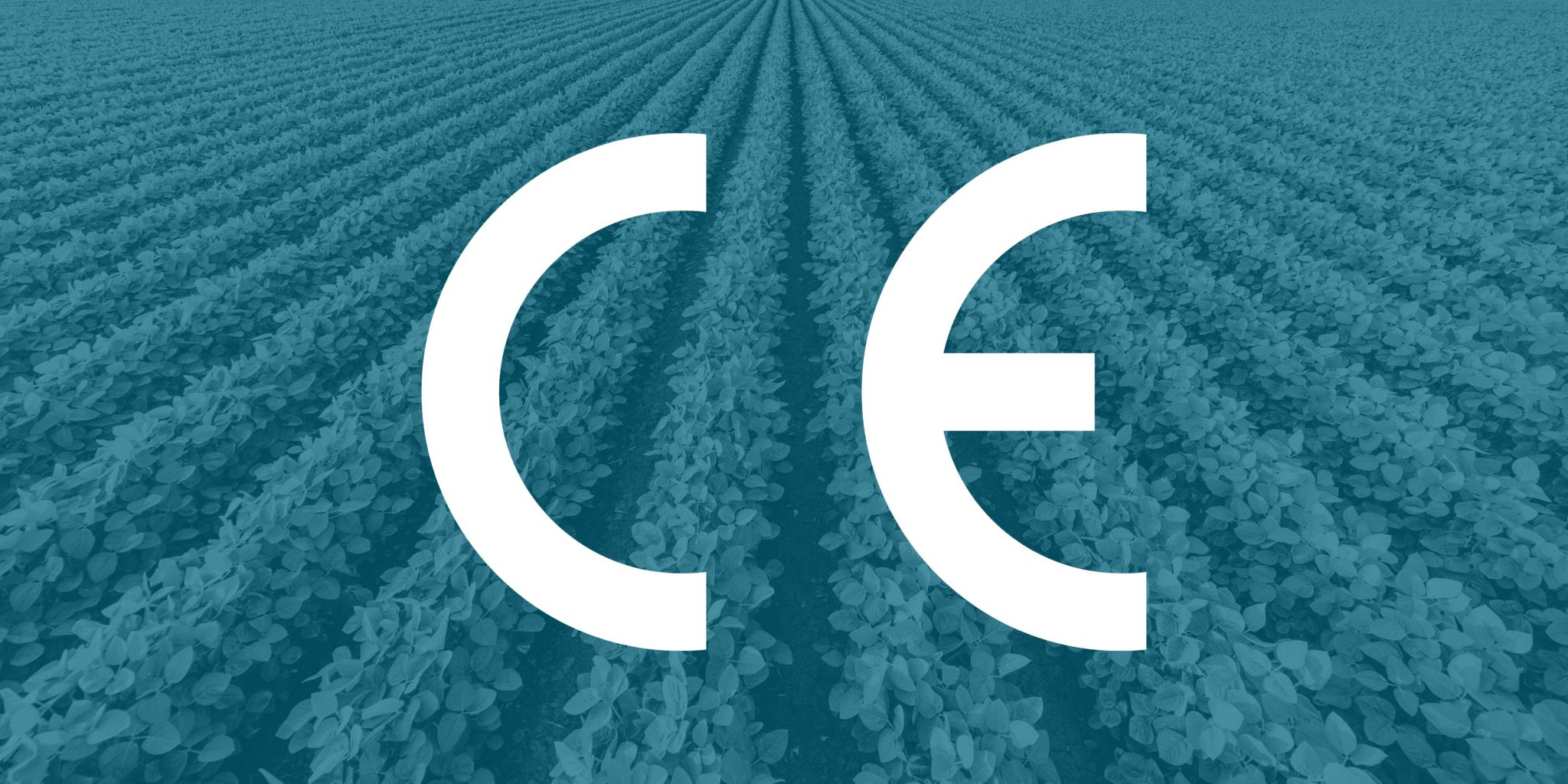 The logo of the EU Green Deal overlays a background of long potato field rows