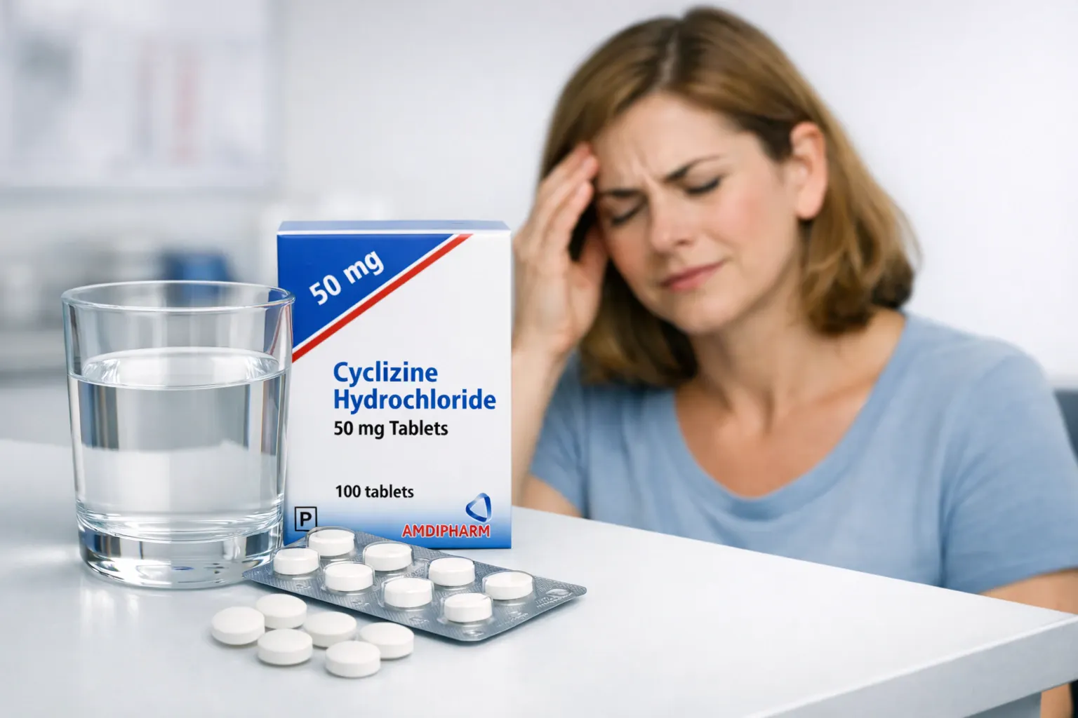 Cyclizine 50mg tablets box – relief for vertigo and nausea