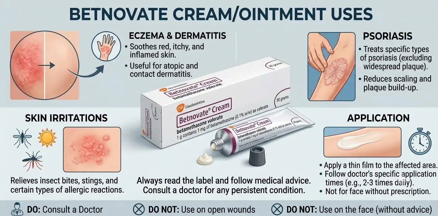 Betnovate cream (betamethasone valerate 0.1%) for eczema treatment