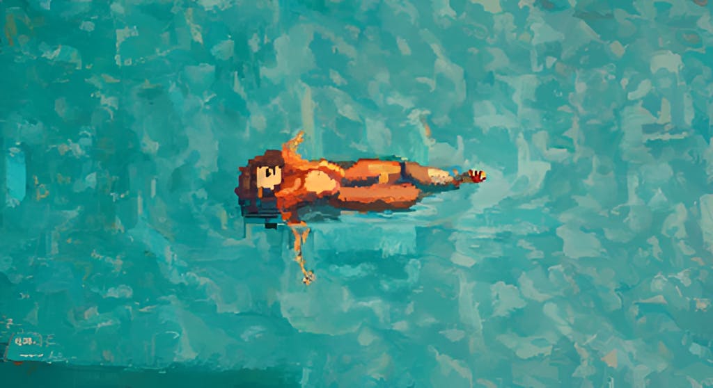 Woman lying in pool #pixelart