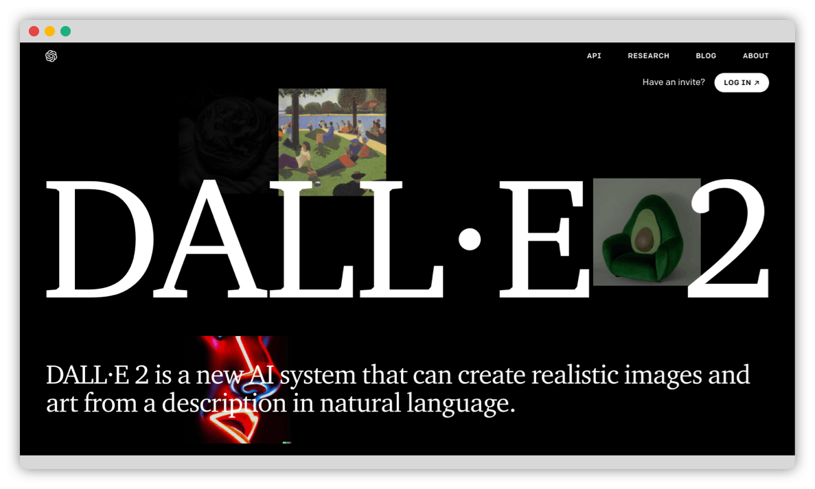 DALL-E 2 homepage
