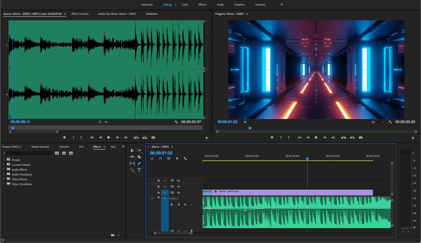 play sound adobe premiere with music