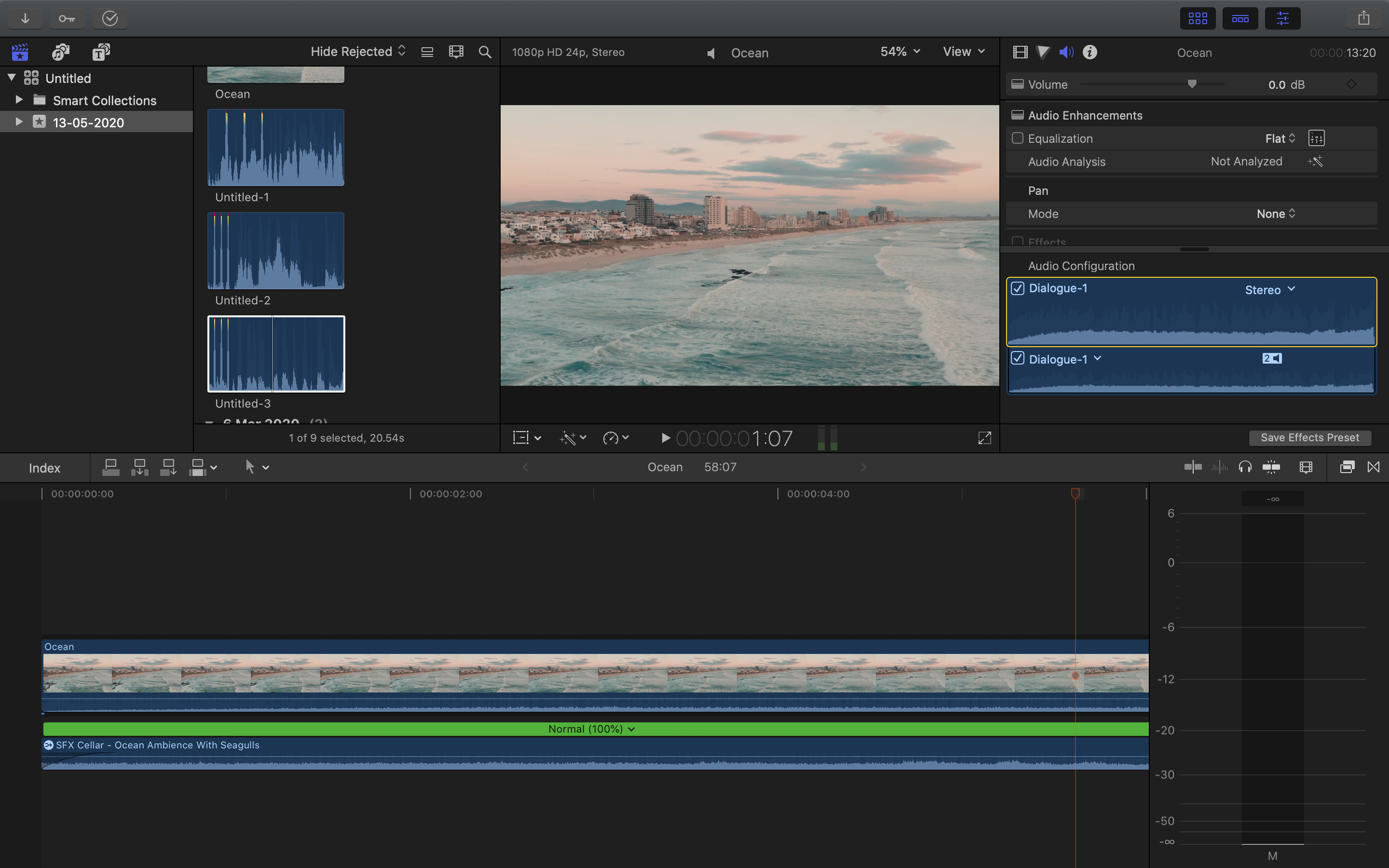 final cut pro x 10.3.4 timeline large space can