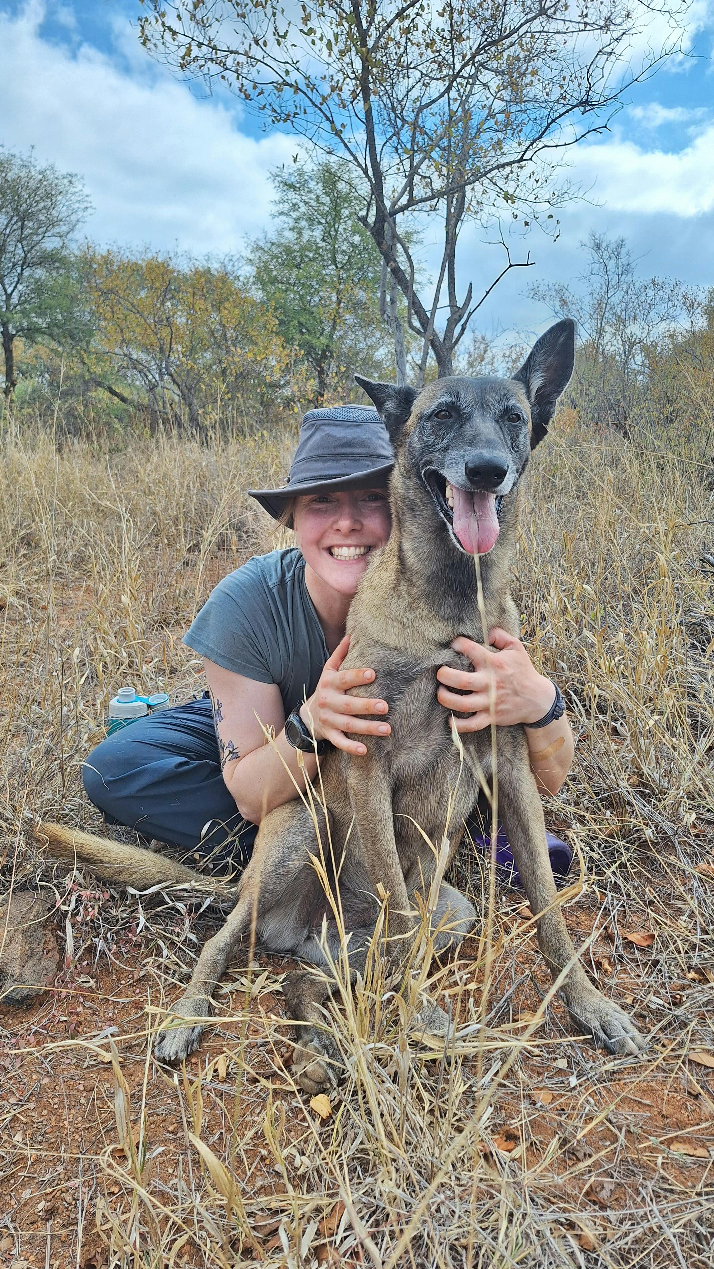 Christopher McMahon: A female volunteer with a tracking dog