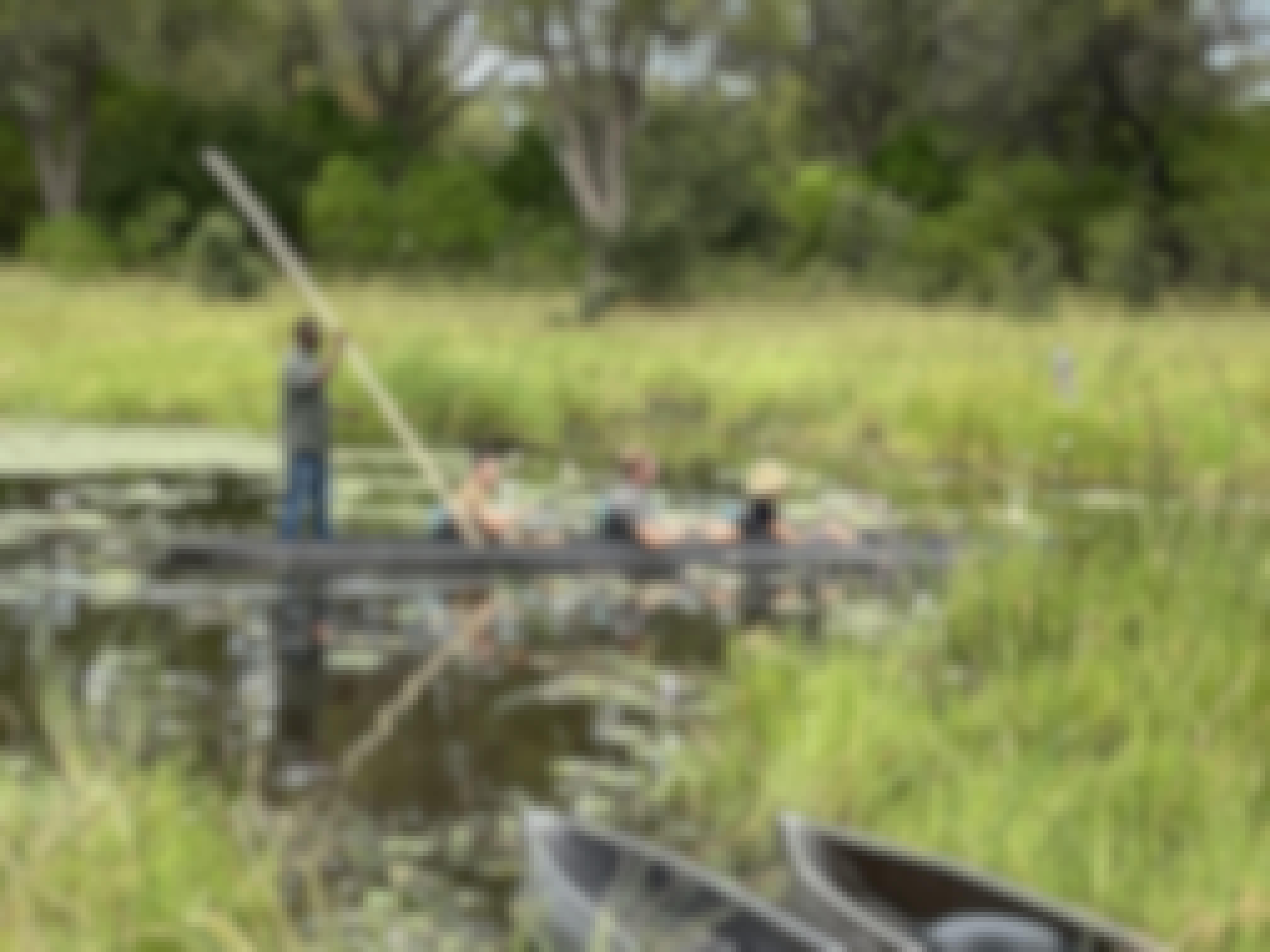 A group in a canoe in the Okavango