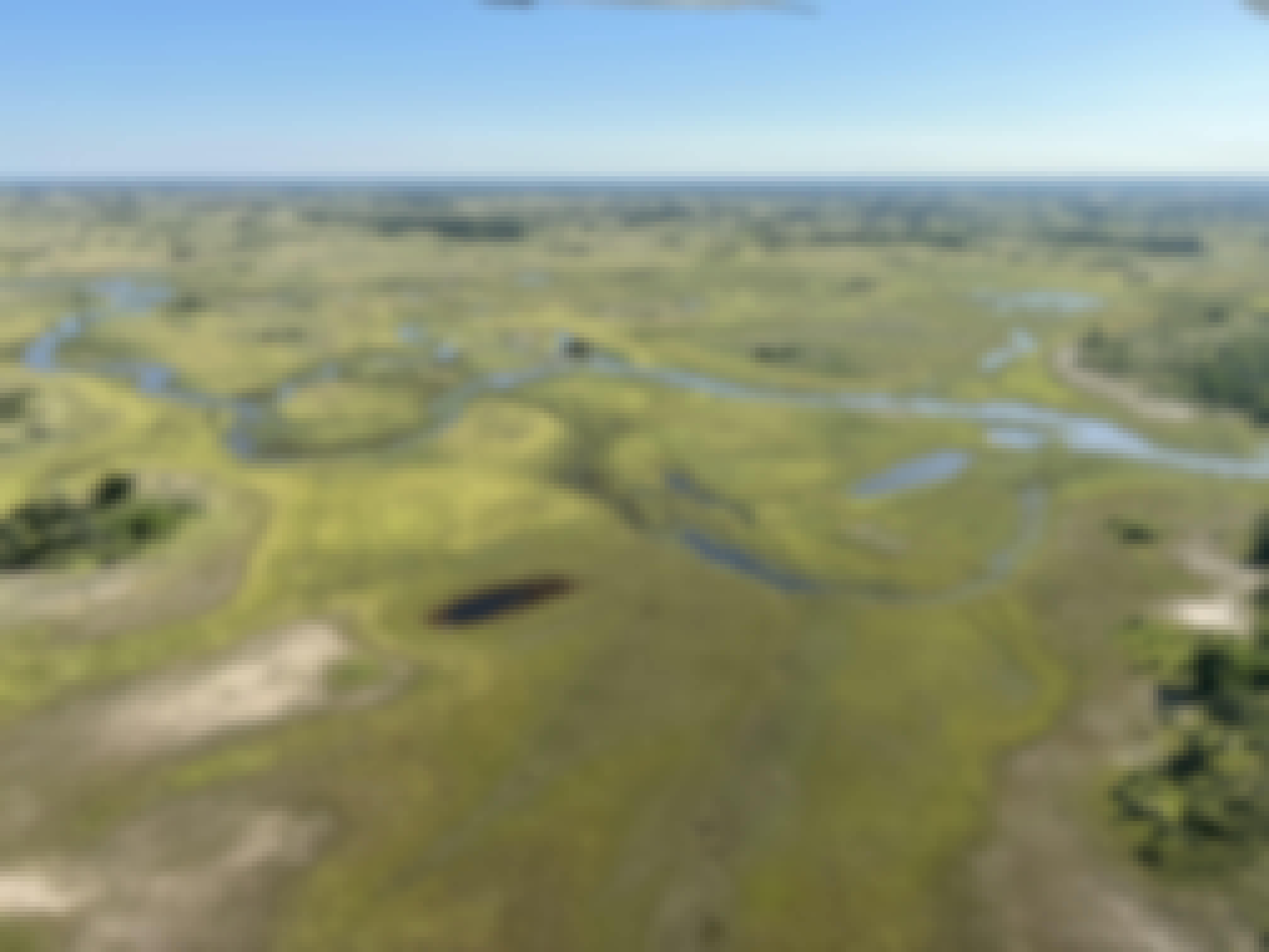 An aerial shot of the Okavango