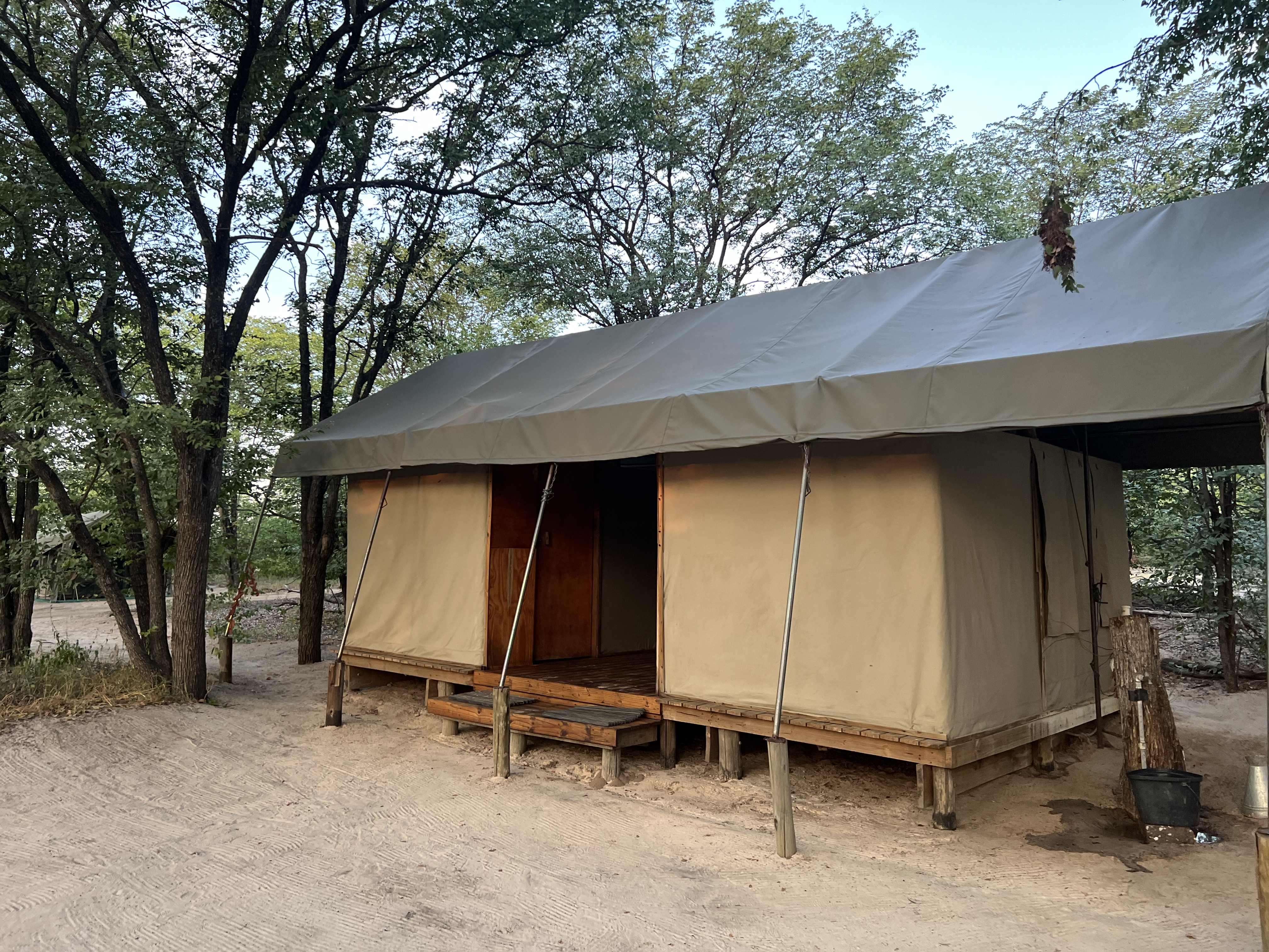Josie and Adam: A tent in the campsite in the Okavango